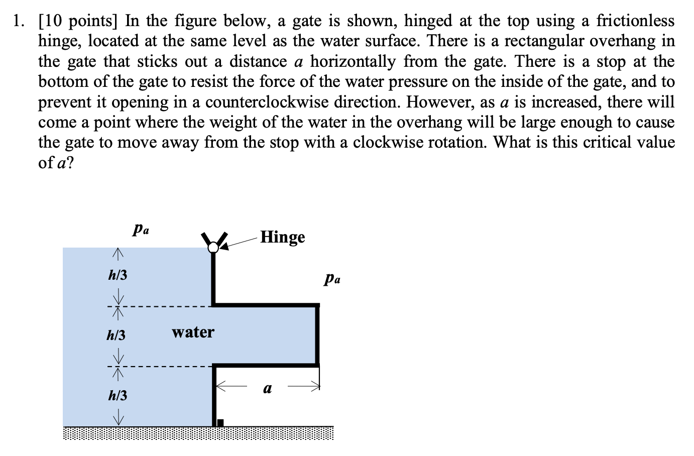 Solved 1. [10 points] In the figure below, a gate is shown, | Chegg.com