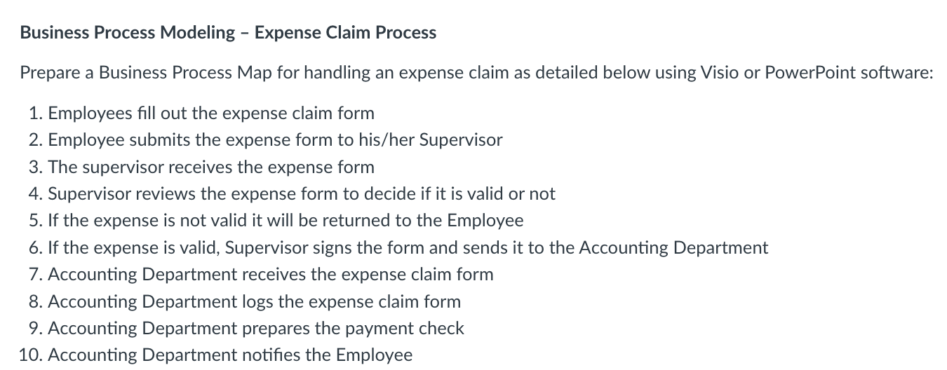 Solved Business Process Modeling Expense Claim Process