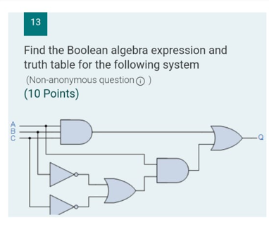 Solved 13 Find the Boolean algebra expression and truth | Chegg.com