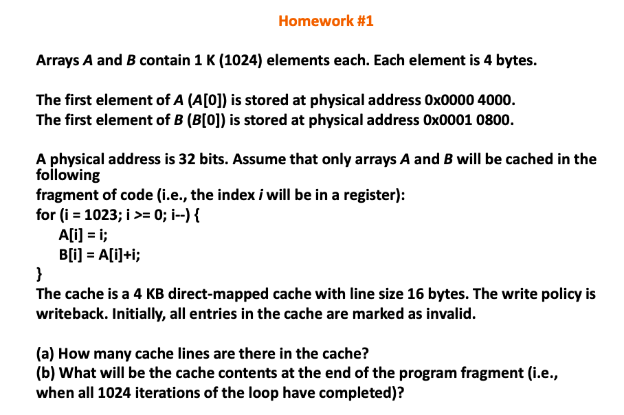 Solved Homework #1 Arrays A and B contain 1 K (1024) | Chegg.com