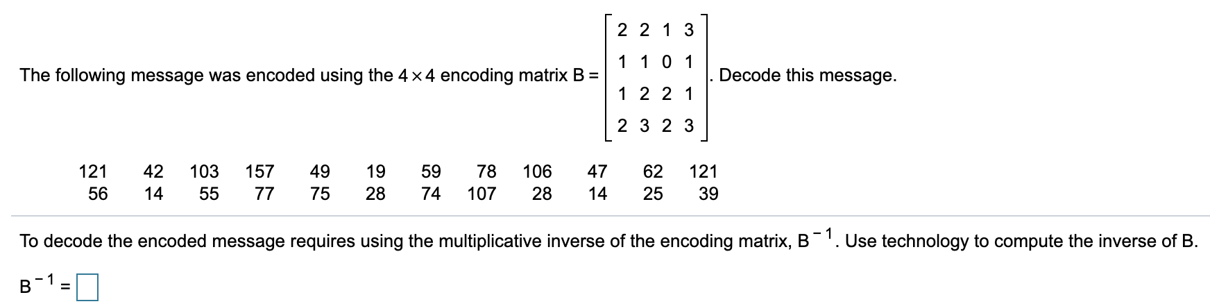 Solved 2 2 1 31 1 1 0 1 The Following Message Was Encoded | Chegg.com