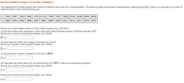 Solved Reserve Problems Chapter 11 Section 2 Problem 1 The | Chegg.com