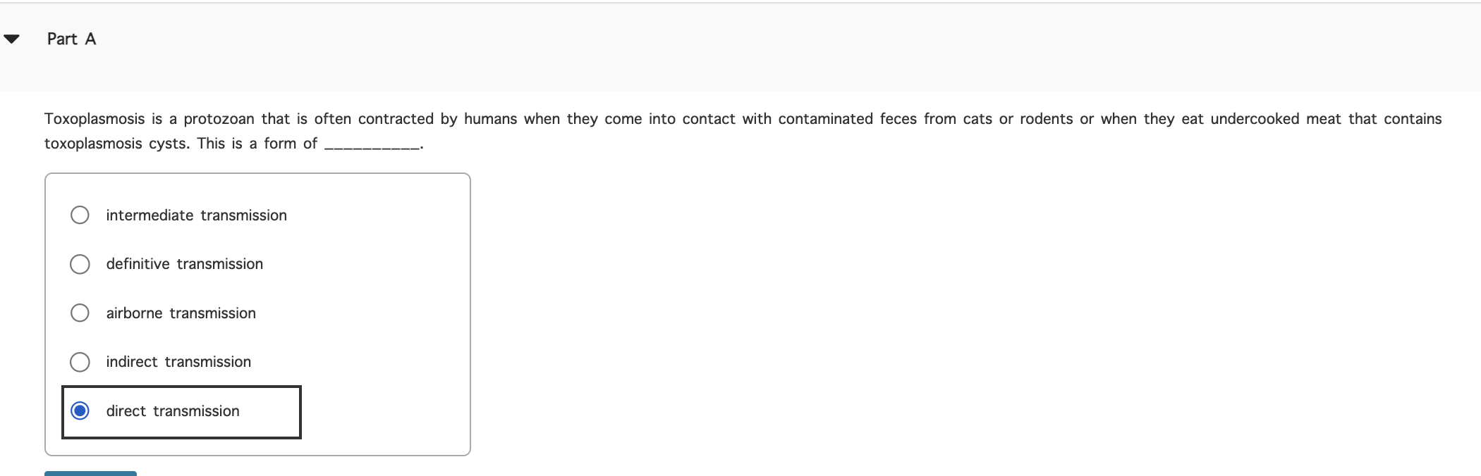 Solved toxoplasmosis cysts. This is a form of intermediate