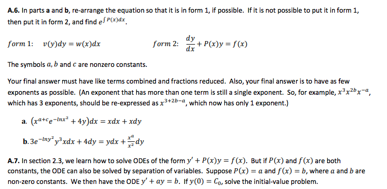 Solved A 6 In Parts A And B Re Arrange The Equation So Chegg Com