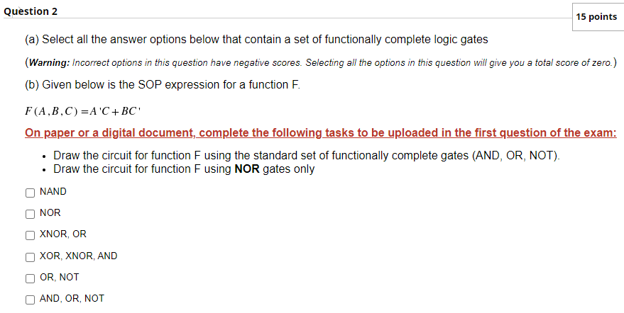 Solved ) Question 2 15 points (a) Select all the answer | Chegg.com