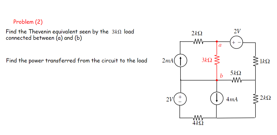 Solved Problem (2) Find The Thevenin Equivalent Seen By The | Chegg.com