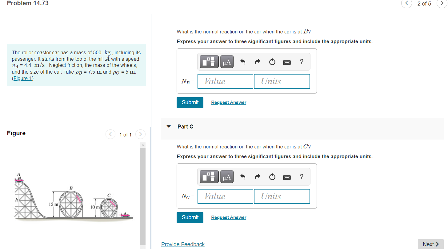 Solved Problem 14.73 2 of 5 Part A The roller coaster car | Chegg.com