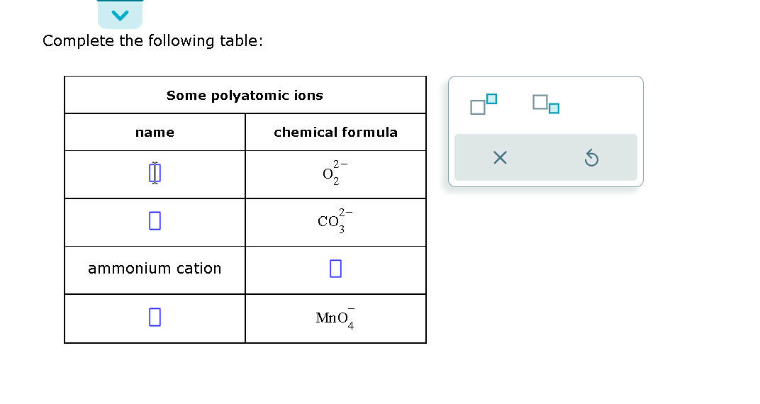 Solved Complete The Following Table: | Chegg.com