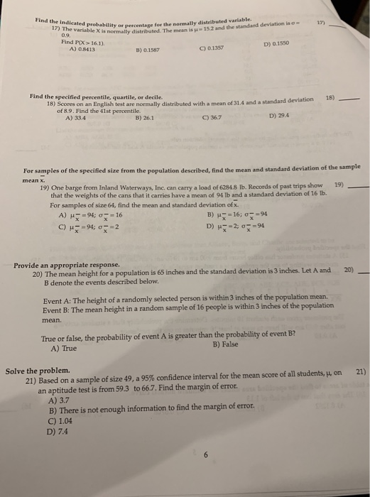 Solved i Find the indicated probability by using the | Chegg.com