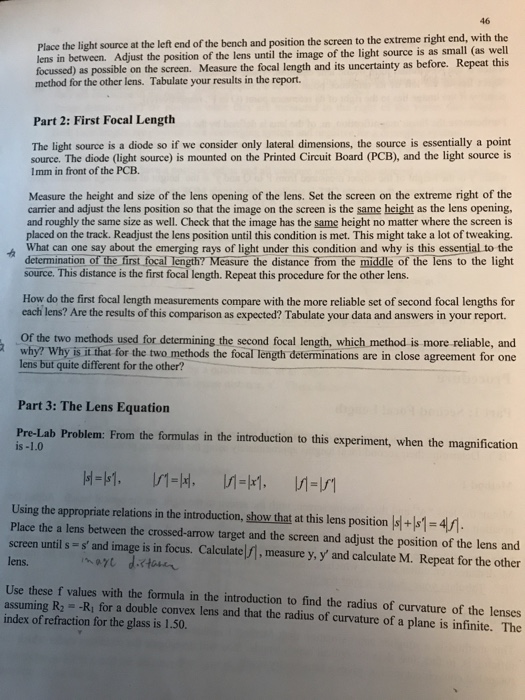 45 which is the Newtonian form of the lens equation. | Chegg.com