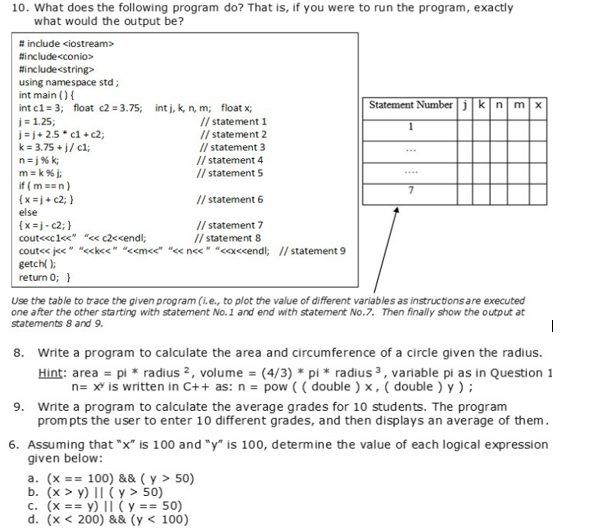 Solved 10. What does the following program do? That is, if | Chegg.com