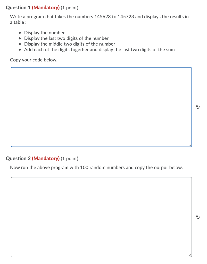 Solved Question 1 (Mandatory) (1 point) Write a program that | Chegg.com