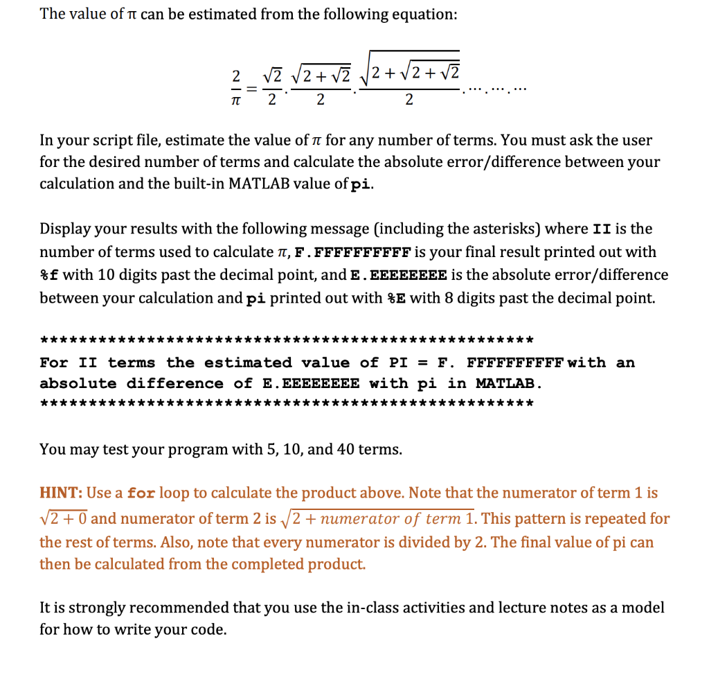 Solved part 2 to the problem in matlabthis is the hint that | Chegg.com