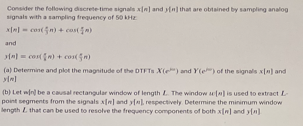 Solved Consider the following discrete-time signals x[n] and | Chegg.com