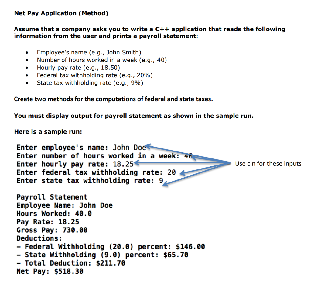 Solved Net Pay Application (Method) Assume that a company | Chegg.com