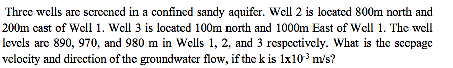 Solved Three wells are screened in a confined sandy aquifer. | Chegg.com