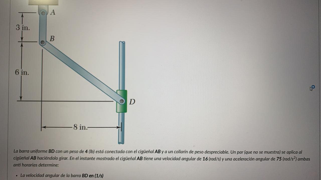 3 In. B 6 In. D -8 In. La Barra Uniforme BD Con Un | Chegg.com