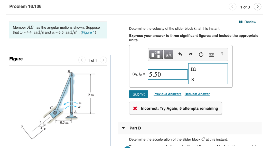 Solved Member ABAB has the angular motions shown. | Chegg.com