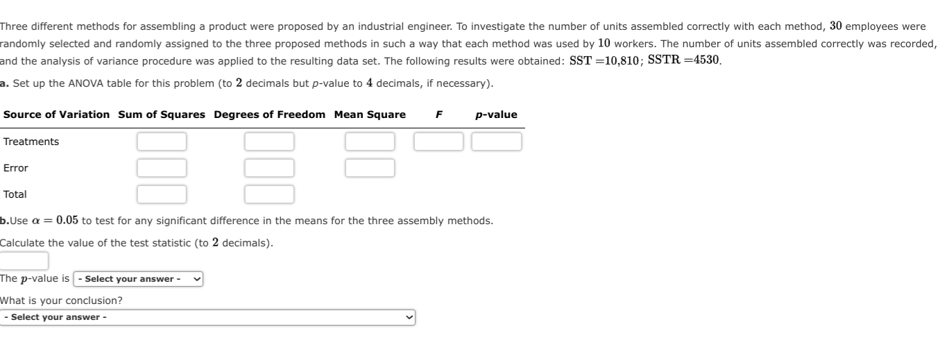 Solved and the analysis of variance procedure was applied to | Chegg.com