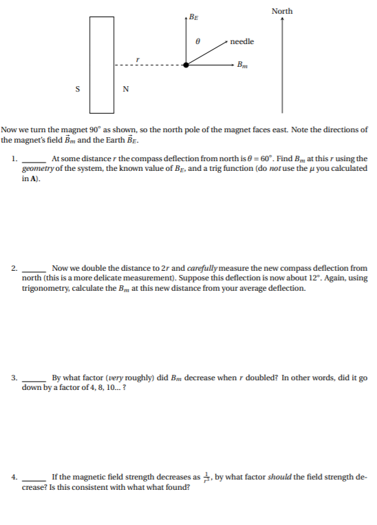 Solved North BE needle B. N Now we turn the magnet 90° as | Chegg.com