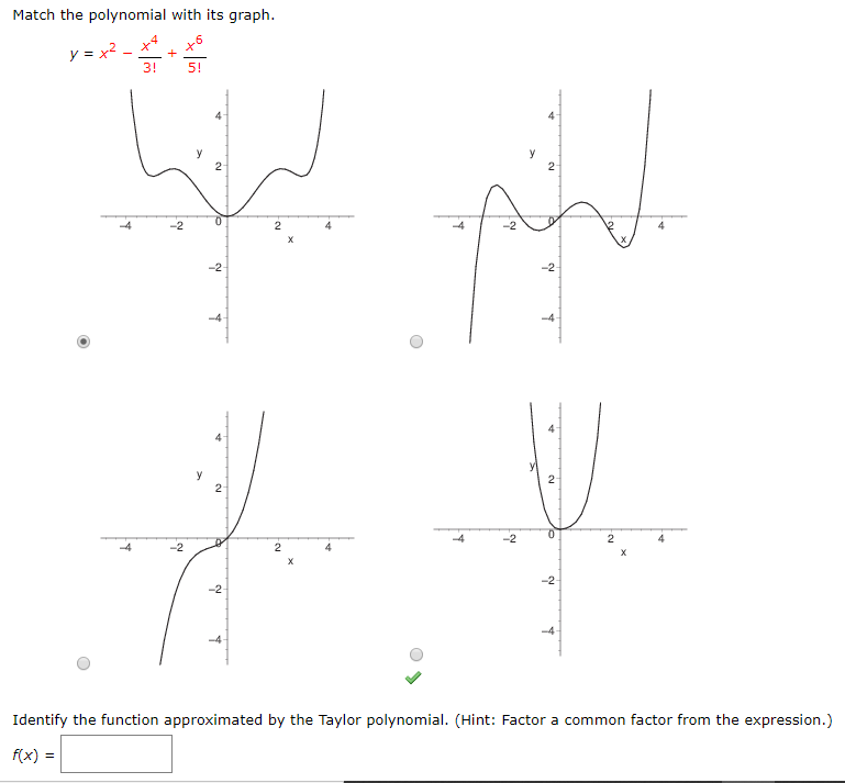 Solved Match the polynomial with its graph. y=x? -* 2 | Chegg.com