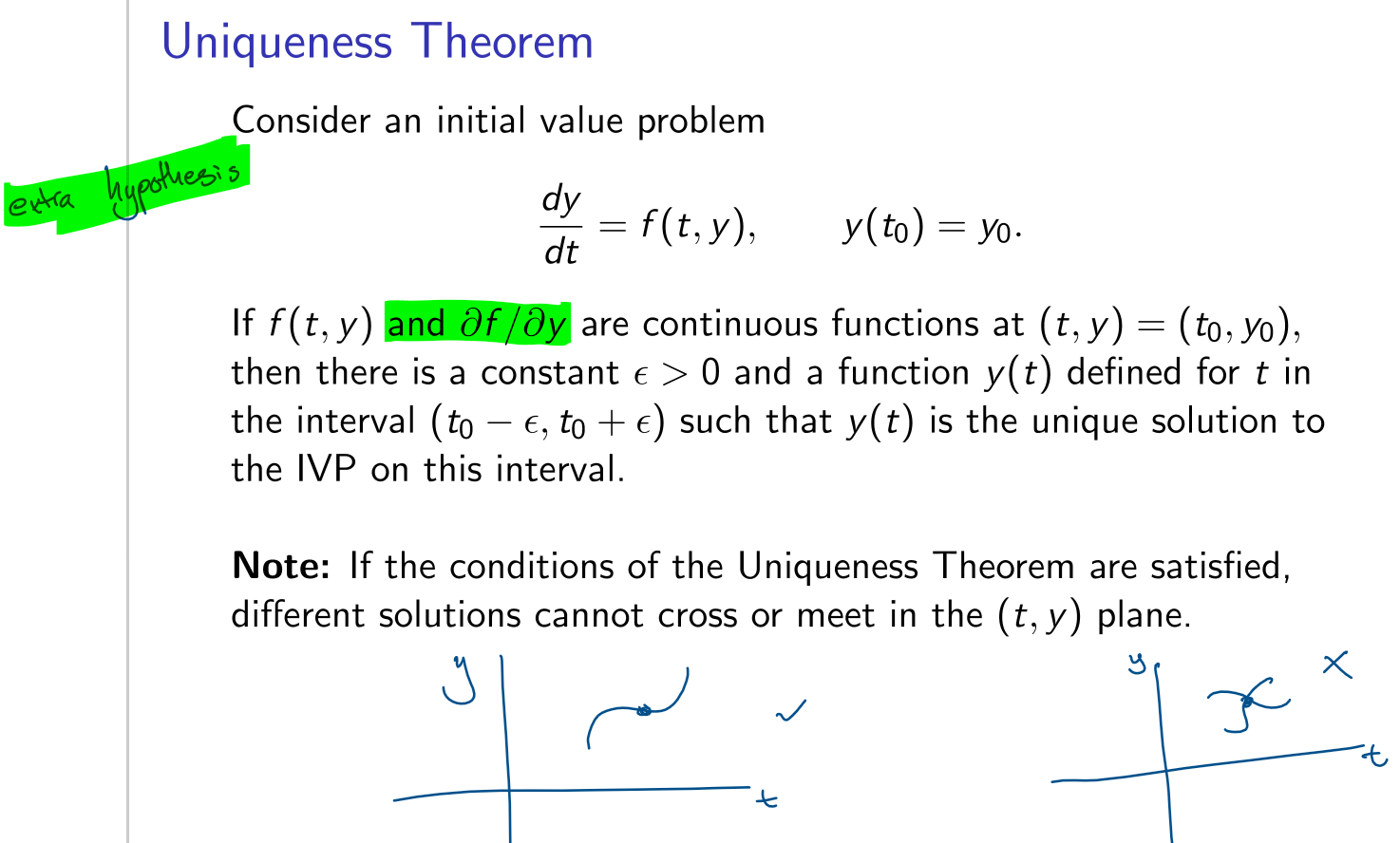 Solved Explain What The Existence And Uniqueness Theorems Chegg Com