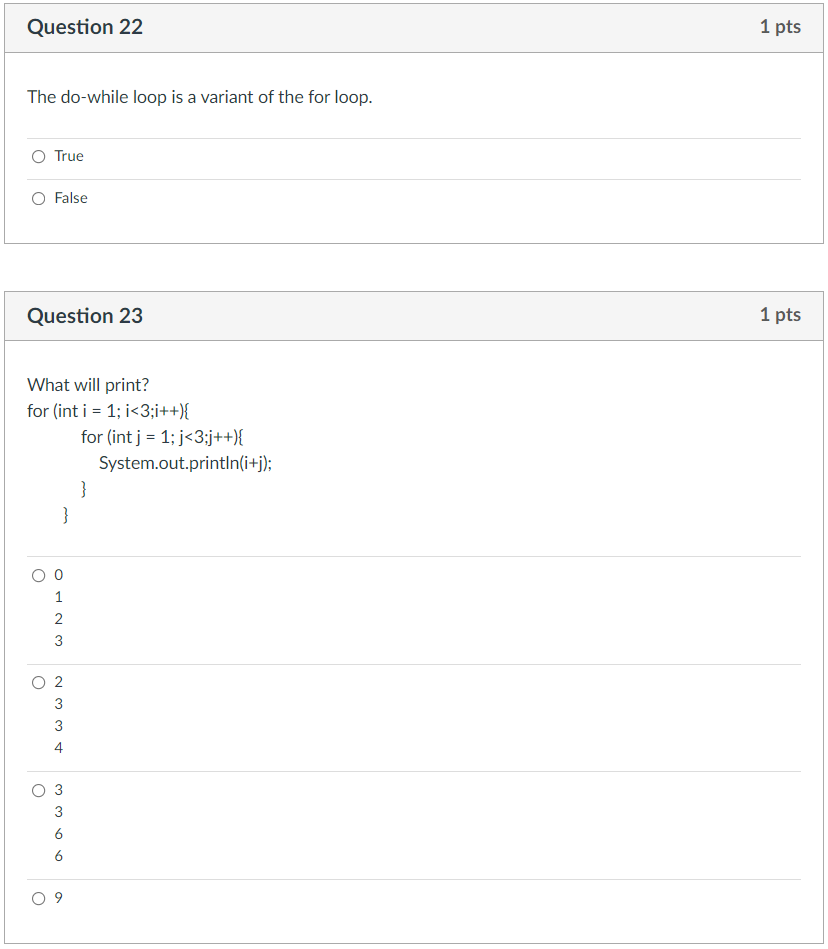 Solved Question 22 1 pts The do-while loop is a variant of | Chegg.com