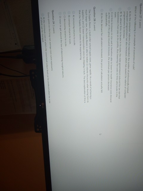 Solved Question 27 (1 pointi Which of the following is an | Chegg.com