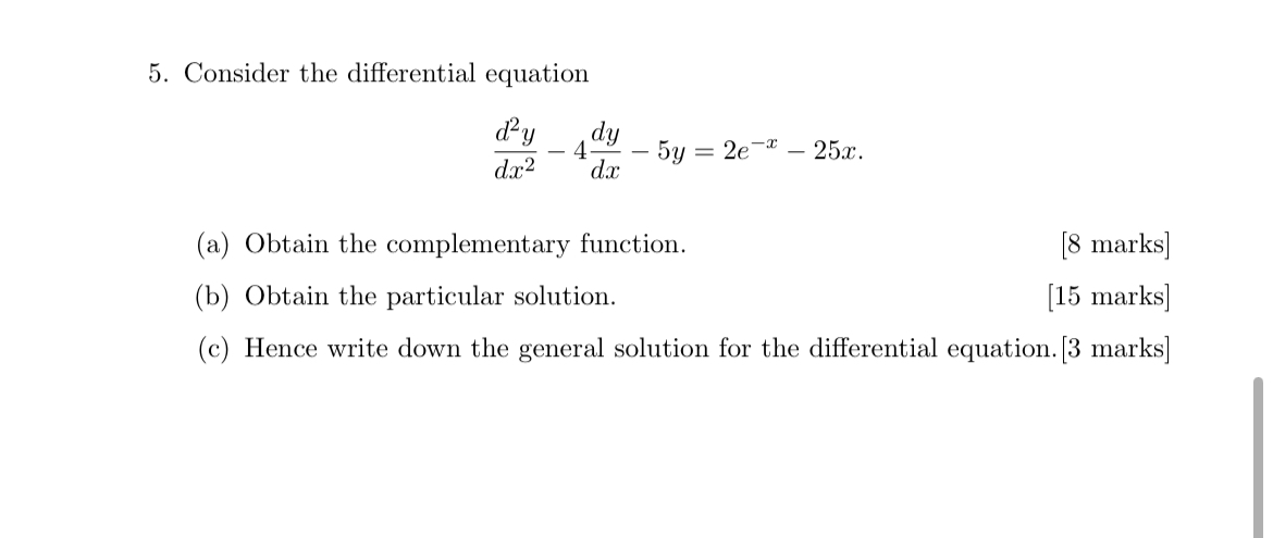 Solved 5. Consider the differential equation | Chegg.com