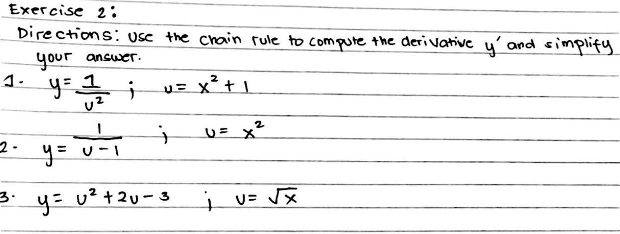 Solved Exercise 2 Directions Use The Chain Rule To Comp Chegg Com