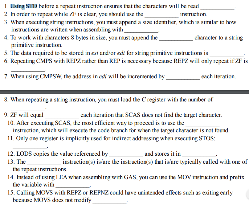 [Solved]1 Using Std Repeat Instruction Ensures Characters Read 2 Order