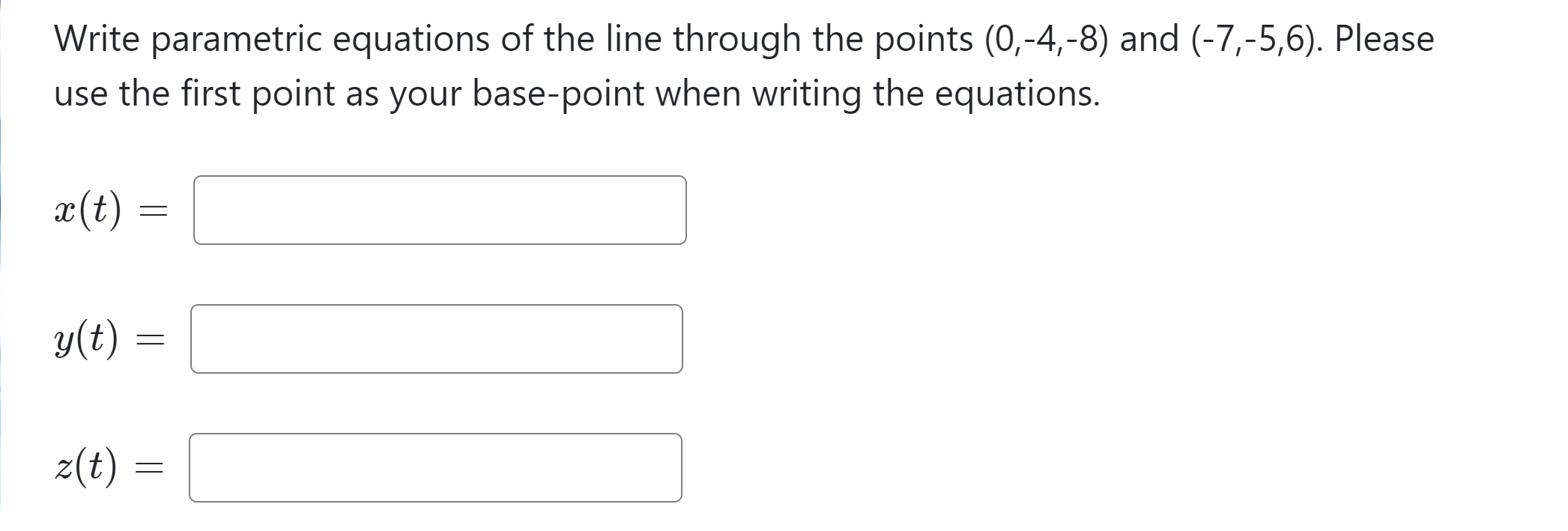 Solved Write parametric equations of the line through the | Chegg.com