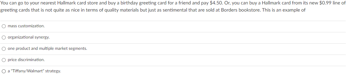 Solved You Can Go To Your Nearest Hallmark Card Store And Chegg