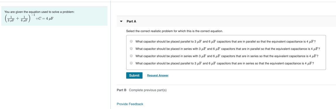 Solved You are given the equations used to solve a problem: | Chegg.com