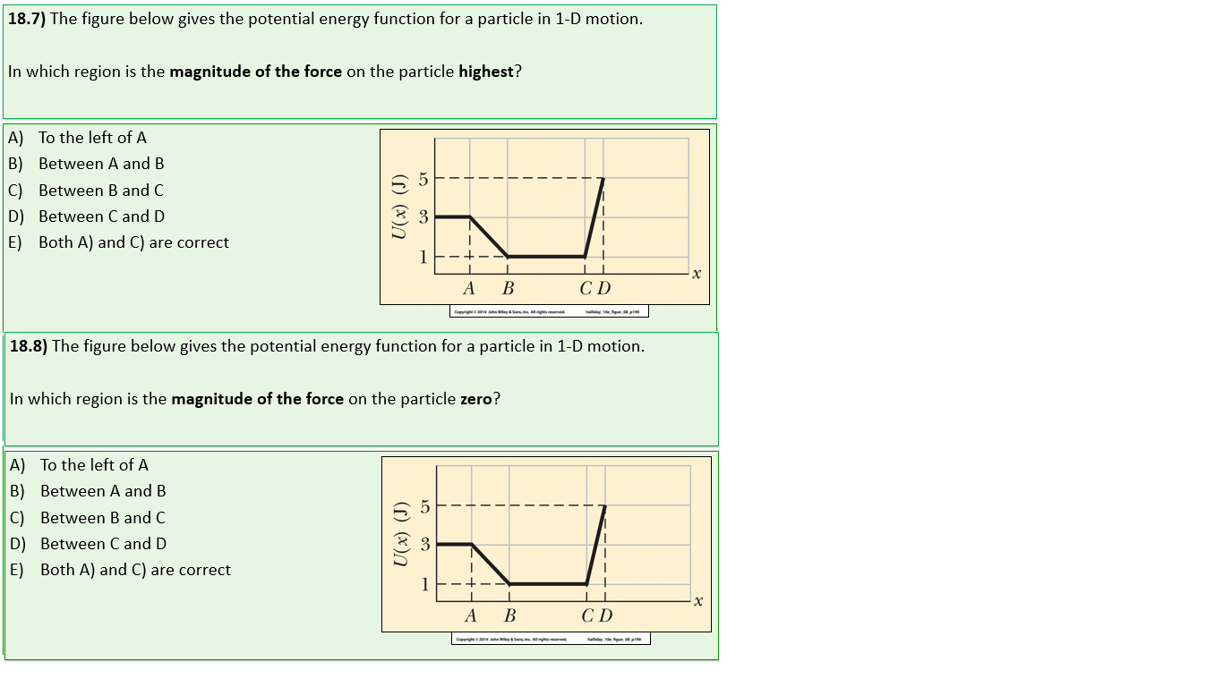 Solved 18.7) The figure below gives the potential energy | Chegg.com