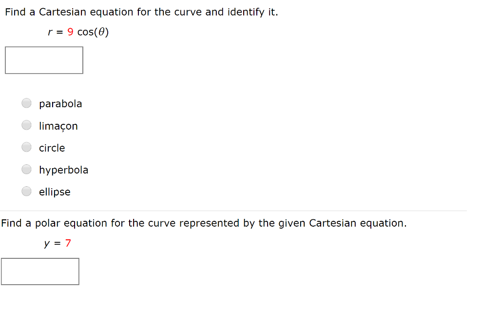 Solved Find A Cartesian Equation For The Curve And Identi