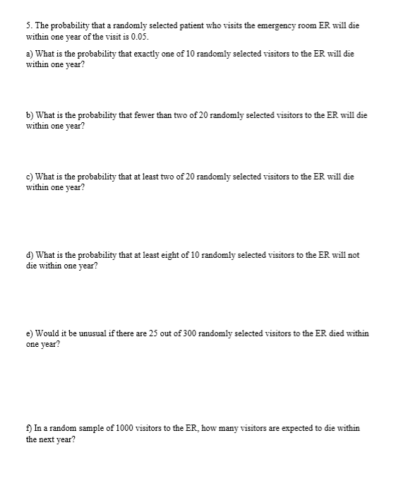 Solved 5 The Probability That A Randomly Selected Patien