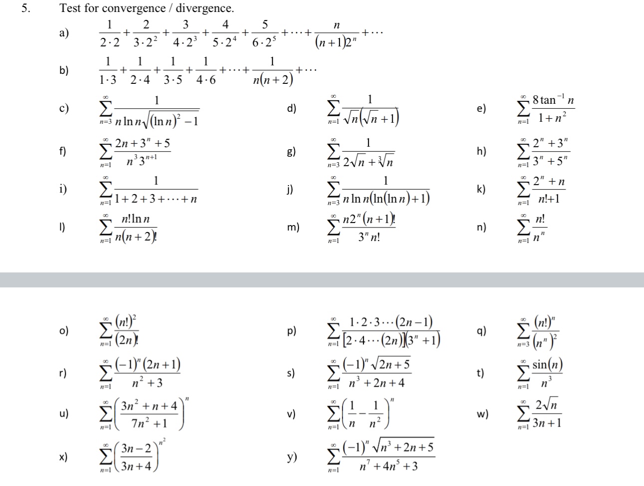 Solved Test for convergence / divergence. a) | Chegg.com