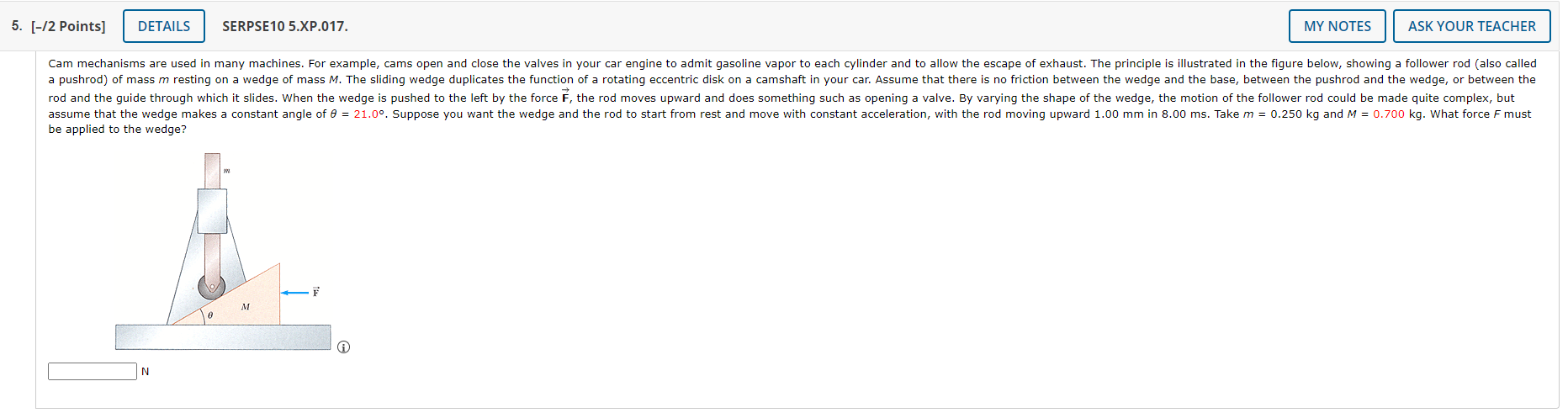Solved be applied to the wedge? N | Chegg.com