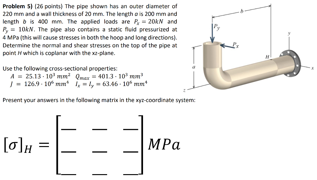 Problem 5) (26 points) The pipe shown has an outer | Chegg.com