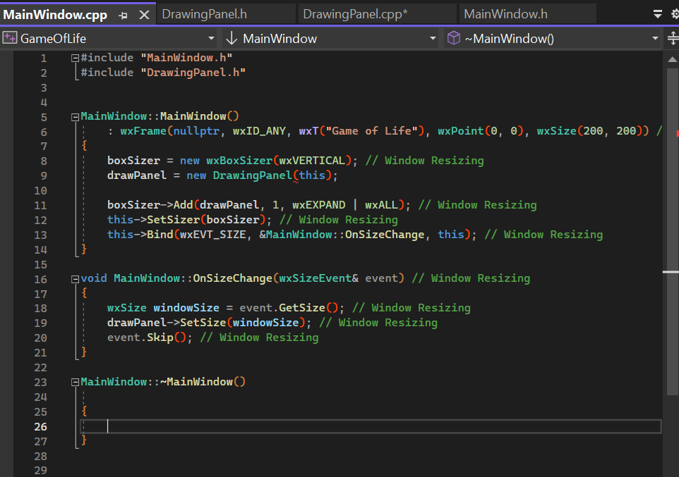 Solved In C++, using visual studios.Give the drawing panel | Chegg.com