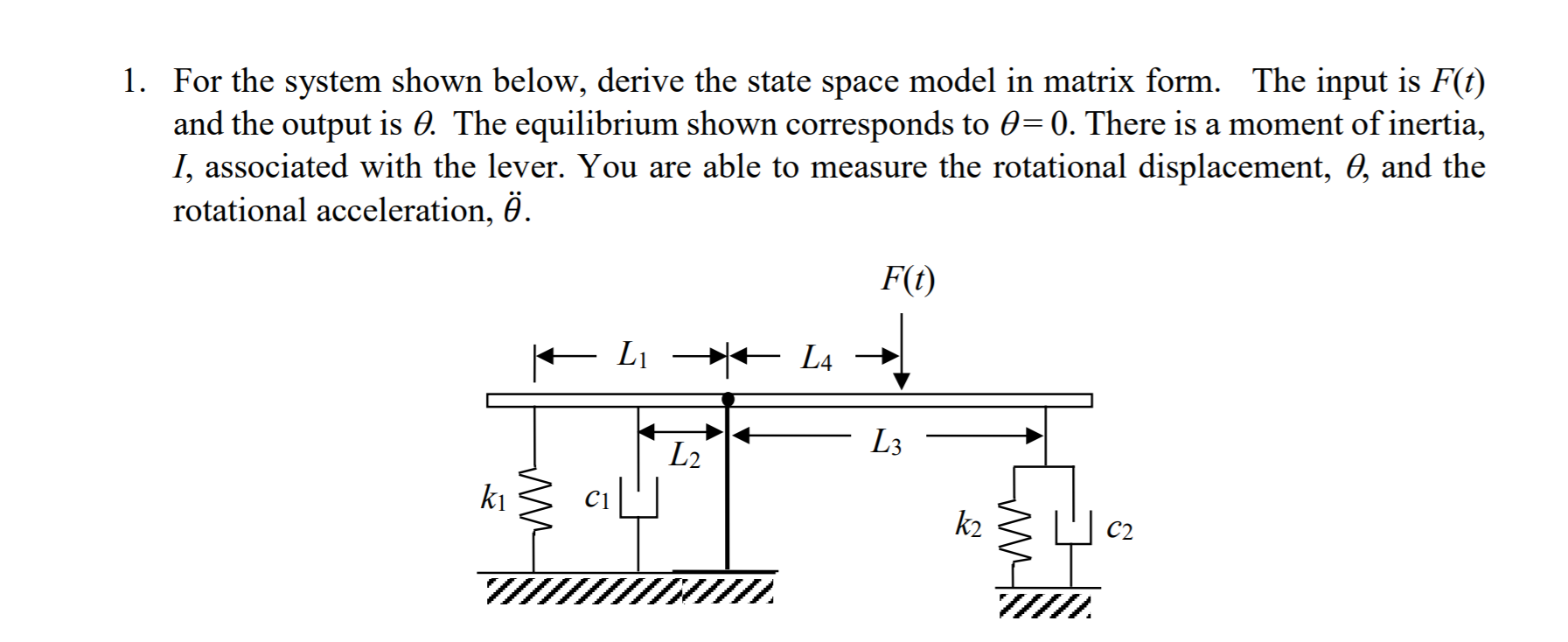Solved 1. For the system shown below, derive the state space | Chegg.com
