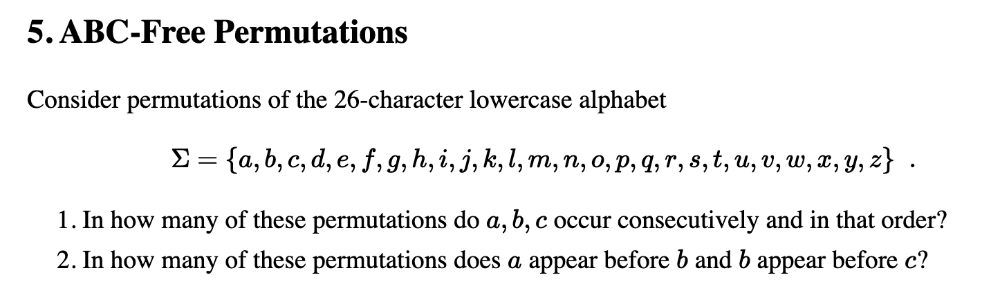 Solved 5 Abc Free Permutations Consider Permutations Of The Chegg Com