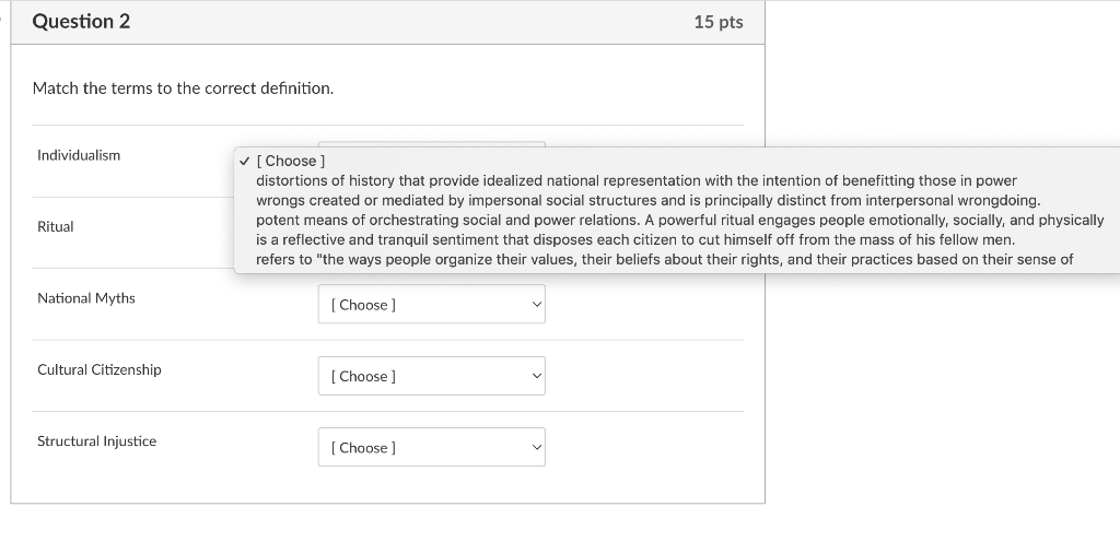 Solved Question 2 15 pts Match the terms to the correct | Chegg.com