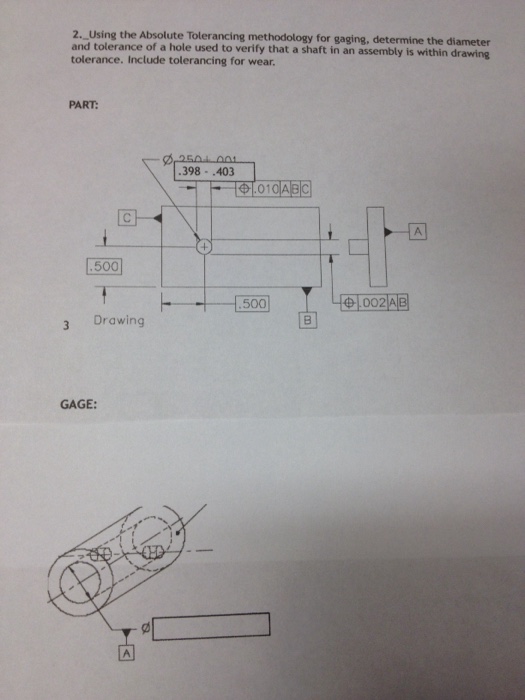 Solved Using the Absolute Tolerancing methodology for | Chegg.com