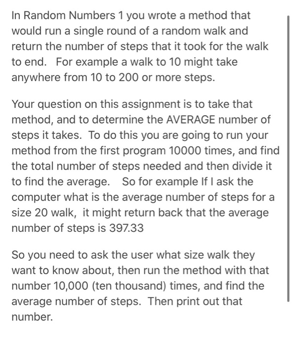 Solved In Random Numbers 1 you wrote a method that would run | Chegg.com