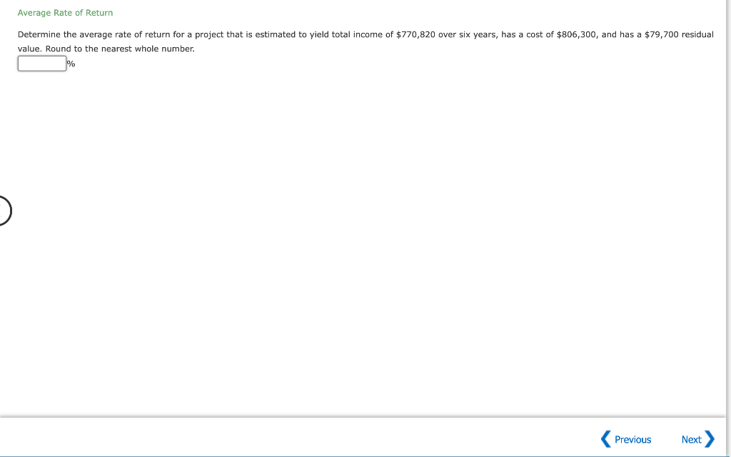 Solved average rate of return determine the average rate of chegg