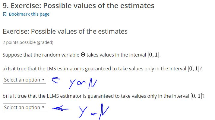 Solved 9. Exercise: Possible values of the estimates A | Chegg.com