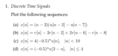Solved 1 Discrete Time Signals Plot The Following Sequen Chegg Com