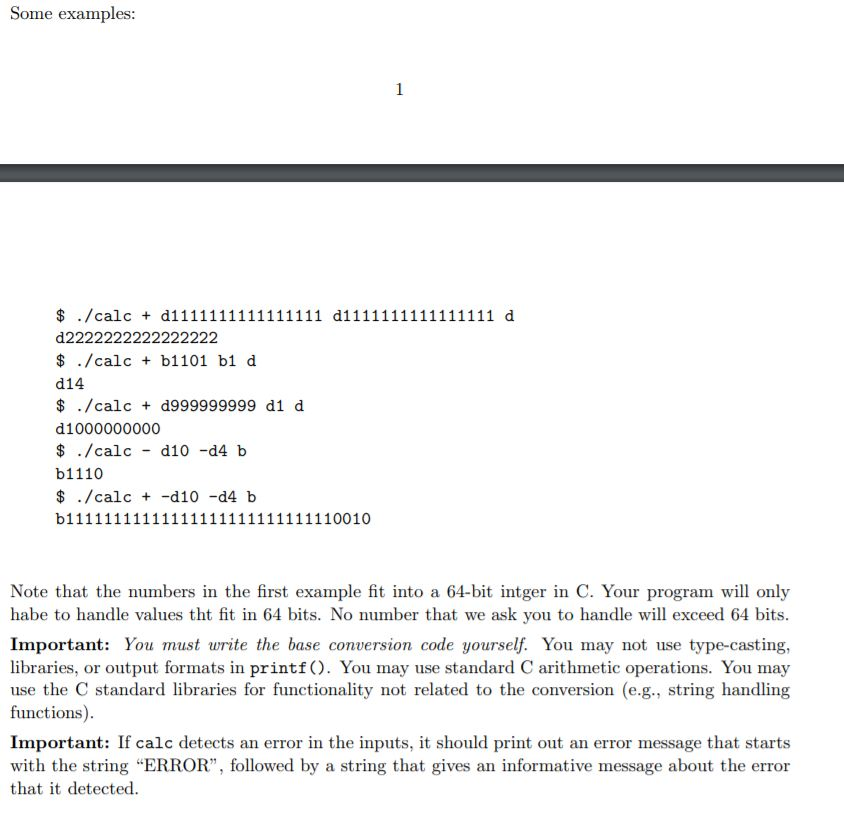 Solved Numeric Base Conversion And Calculator In C, | Chegg.com